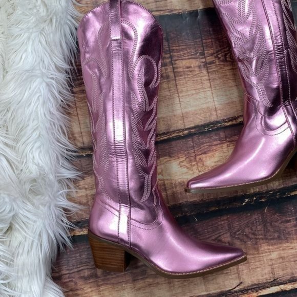 Metallic Pink Cowboy Boots - Picture 6 of 6